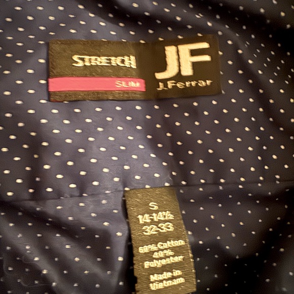 Men’s Slim Fit button up shirt (navy with white polka dots) - Picture 2 of 2